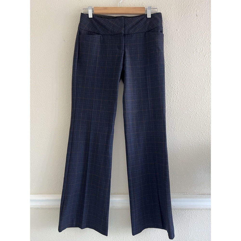Express Editor Y2K Low Rise Flare Pants Plaid Tartan Size 0R Academia Preppy